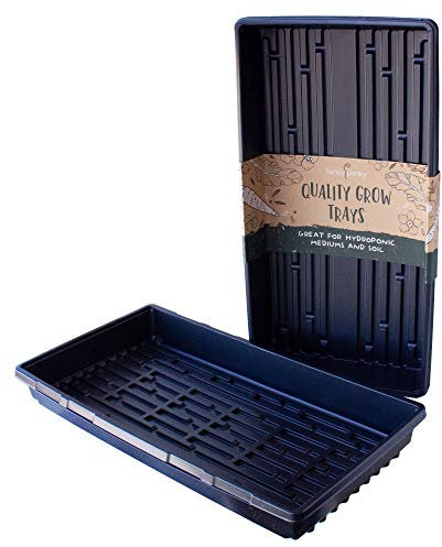 5-Pack 1020 Garden Growing Trays Without Drain Holes - 10 x 20 Plastic Plant Trays No Holes - Wheatgrass Sprouting Tray, Microgreens Seed Tray, Hydroponic Trays, Nursery Flats, Greenhouse Supplies