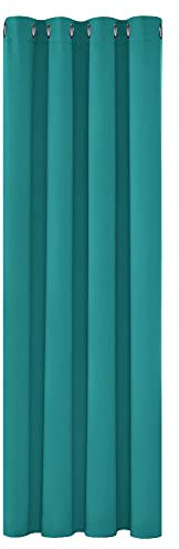 Deconovo Verdunklungsvorhänge mit Ösen Blickdichte Gardinen Ösenvorhang Dicke Thermogardine Kälteschutz warm Hitzeschutz, 160x132 cm(HöhexBreite), Türkis, 1 Stück