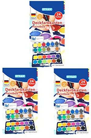Stylex Schuldeckfarbkasten (3, Farbkasten 24 Farben)
