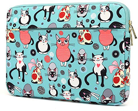 KAYOND Nylon Fabric 15 inch laptop sleeve, for 15.4-15.6 Inch Notebook Computer and Old Macbook pro 15.4 (2012-2016), Macbook pro 16, Water Repellent laptop bag (15-15.6 inch, Lovely cat)