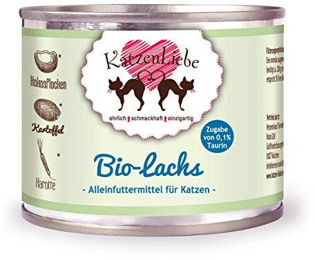 Herzens-Hund Katzenliebe Bio-Lachs | 12 x 200g Katzenfutter nass