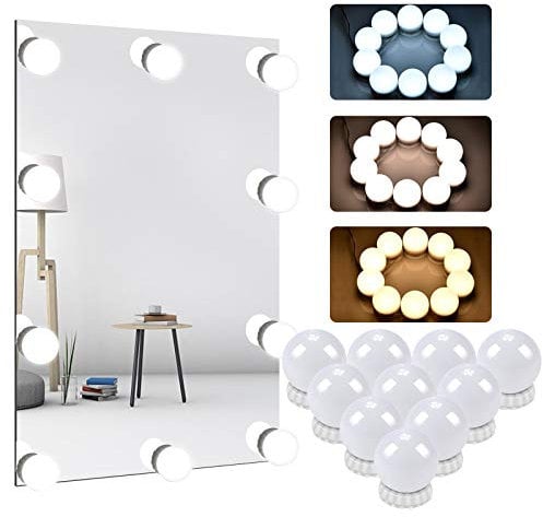 Unisun Led Spiegelleuchte, Lichter Mit Schalter 3 Farbe Und 10 Dimmbar FüR Schminktisch Leuchte, Schminkleuchte, Spiegellampe FüR Kosmetikspiegel, Schminktisch/Badzimmer Spiegel, 6500 Kelvin