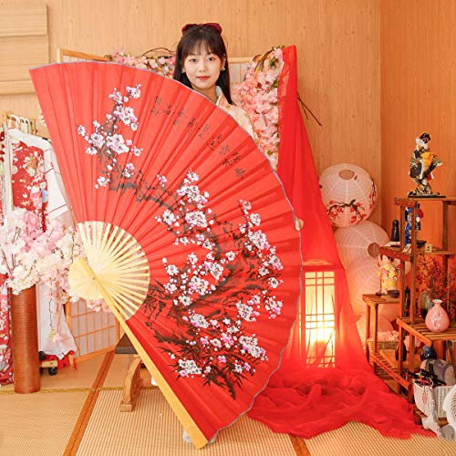 XKMY Bridal Fan in lace Super Big Large Huge Chinese Paper Fan Decoration Hang Wall In National Customs Wedding Arrangement (Color : 50x88cm)