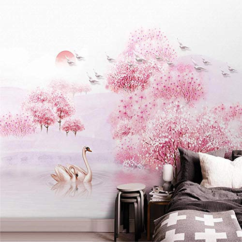 ZHEN WALLPAPER Photo Papier Peint 3D Belle pêche Fleur forêt peintures murales Maison Peinture Mur Papier Peint Papier Peint Salle de Mariage 3 d * 430cmx300cm (169.3x118.1inch)