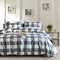 Gezu Parure de Lit 240x260cm a Carreaux Vichy 2 Personnes Gris et Blanc Microfibre Sets de Housse de Couette avec 2 Taie d'oreiller 65x65cm avec Fermeture Éclair
