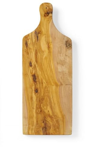 HENDI Servierbrett, aus Olivenholz, Schneidebrett, Holzbrett, Frühstücksbrett, Steakbrett, Küchenbrett, Tapasbrett, ca. 600x200x(H)18mm