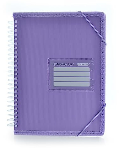 A5-Ordner mit 20 Hüllen mit Spiralbindung, Aktenordner, Schnellhefter, Ringbuch – feste Deckel mit gewebeverstärkten Seiten für zusätzliche Stärke (Violett)