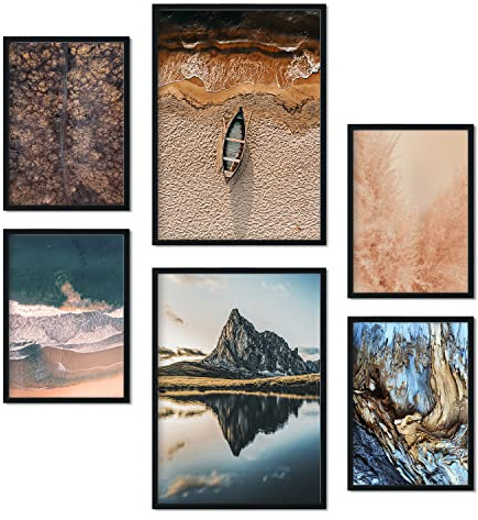 Nacnic Set 6 Kroatien Bilder - Wandbild Kunstdruck Deko Posters & Plakate - Inneneinrichtung im Kunstgalerie - A3 und A4 - Mit schwarzem Rahmen