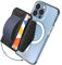 Sinjimoru Rutschfester Magnetischer Handy Kartenhalter mit Fingergriff, Kreditkartenetui kompatibel mit MagSafe Wallet Magnetic Card Holder Wallet für iPhone 16 15 14 13 12 Reihe. M-BGrip Marine Blau