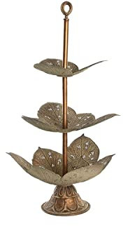 DKD Home Decor Bandeja de la Marca, Color Dorado, de Metal (42 x 42 x 80 centímetros)