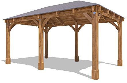 Dunster House Wooden Gazebo 5m x 3m with Black Roof Shingles – Permanent Garden Shelter, Heavy Duty Timber Frame, Outdoor Patio Canopy for Hot Tubs, BBQs & Entertaining, Leviathan