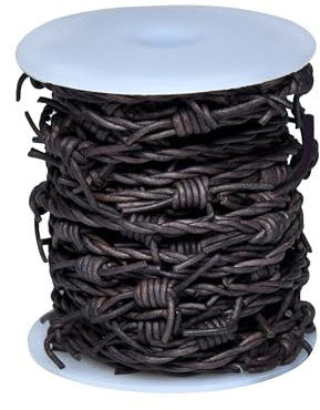 Cords Essentials Ruban en fil de fer barbelé artificiel pour décoration de fête, maison, boîtes cadeaux, loisirs créatifs – Bobine de 10 m (gris vieilli)