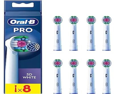 Oral-B Pro 3D White Brossettes pour Brosse à dents électriques, Pack De 8 Unités