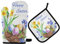 Set regalo presina per guanti da forno pasquali, uova di narciso, Scilla, guanti da cucina resistenti al calore, presine da cucina