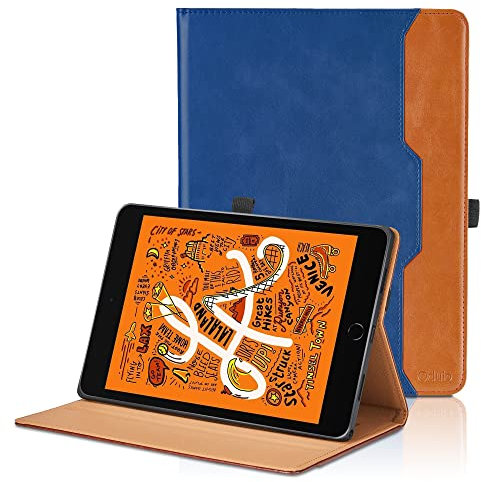 Hülle für iPad mini 7.9 Zoll, iPad mini 5/4/3/2/1 PU Leder Schutzhülle mit Tasche und Stifthalter, Auto Schlaf/Aufwach Funktion Smart Cover mit Stand Funktion - Blau