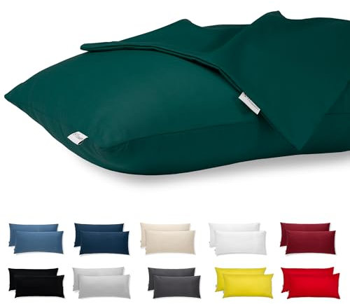 Kissenbezug 40x70 Baumwolle Premium Satin 2er Set Kissenhülle Deko für Kissen Bett/Sofa Stoff Superweicher Resistent Hypoallergen Anti-Milben Kopfkissenbezug mit Verdecktem Zip Voll Waschbar