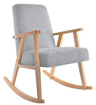 DKD Home Decor Schaukelstuhl, Skandinavisch, Weiß, Buche MDF Holz, Entspannen, Scandi, Standard