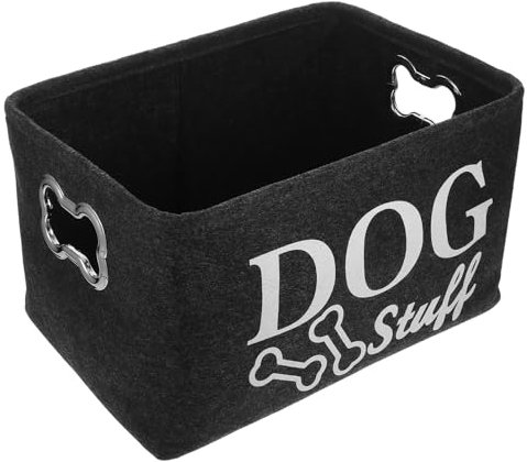 POPETPOP Dog Toy Box Storage Basket Bin - Collapsible Pet Toy Storage Basket with Handles Extra Large Toy Decoration Storage Containers Chest Organizer for Dog Toys Dog Clothing Pet Accessory,Gray