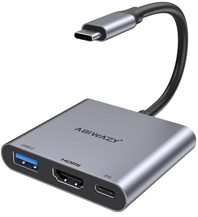 USB C to HDMI Adapter 3 in 1 for iPhone 15, HDMI to USBC Digital AV Multiport USB-C Hub,USB Type C Converter to 4K HDMI, USB 3.0,100W PD for Ipad/MacBook Air/Pro HP DELL