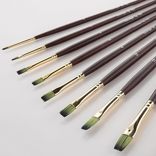 Falling in Art 9 PCS Long Handle Flat Brushes Set