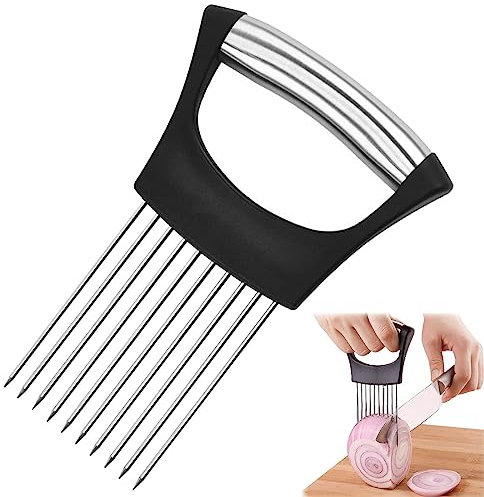 ZLONGYAN Stainless Steel Onion Holder, an Onion Holder for Slicing Fruits, Vegetables, Meat, etc., a Small Kitchen Hand Onion Slicer.