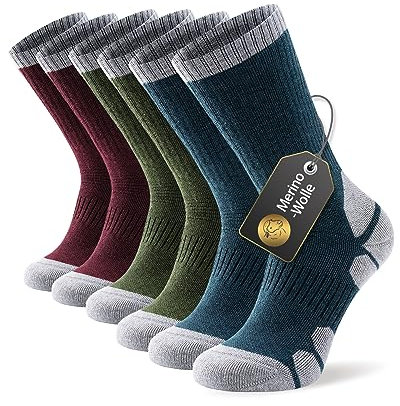 Alaplus Merino Socken Professionell Thermosocken Wandersocken Warme Socken Herren 43-46 Wolly Gepolstert Trekkingsocken Winter Sportsocken Baumwolle Atmungsaktiv Laufsocken, 3 Paar, Mehrfarbig