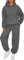 AUTOMET 2-teiliges Damen-Outfits, Lounge-Kapuzenpullover, Sweatsuit-Set, übergroßes Sweatshirt, Baggy Herbst, modische Sweathose mit Taschen, Schwarz/Grau, Small