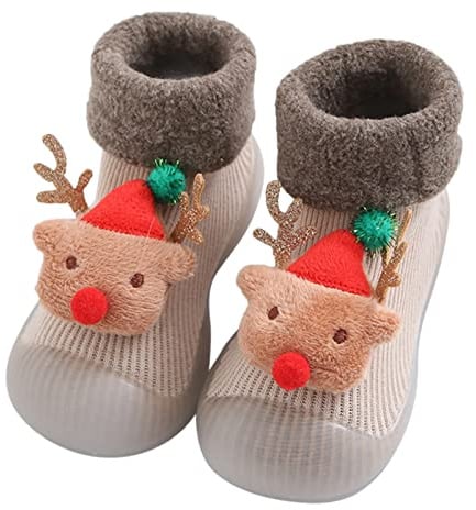 Noël Bébé Enfant Boots Unisex,Chausson Fille Bottines Enfants Fille Boots Ski Chaussette Crocodile Chaussures De Bain pour Bébé Peluche XXL(A,24)