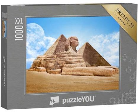 Puzzle 1000 Teile XXL „Pyramiden mit Großer Sphinx, Ägypten“ – aus der Puzzle-Kollektion Cheops Pyramide