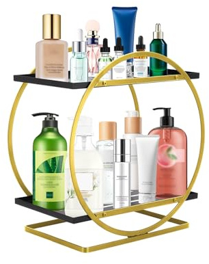 Beowanzk Bathroom Storage Rack, Shelf Organizer, Kitchen Organiser, Black Gold