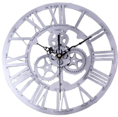PRETYZOOM Wanduhr Im Vintage-Stil Retro-Industrie-Stil Wanduhr für Schlafzimmer Wohnzimmer Silber