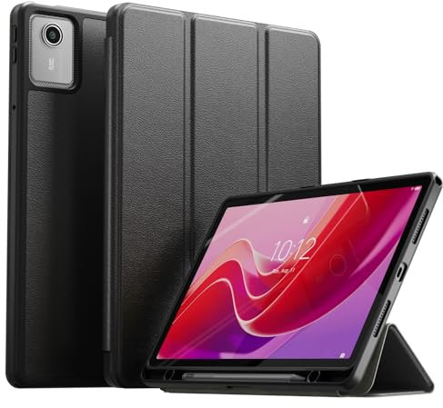 YRH for Lenovo Tab M11 Case with Pen Holder, Back Soft TPU Protective Cover with Auto Sleep/Wake, for Lenovo M11 Tablet Case 11'' TB330FU, Black