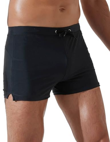Arcweg Badeshorts für Herren Badehosen Kurz Schnelltrocknend Schwimmshorts Badehose Männer Schwimmhose Boxer Badepants eng anliegend Wassersport Kurze Hose mit Tunnelzug Schwarz L(EU)