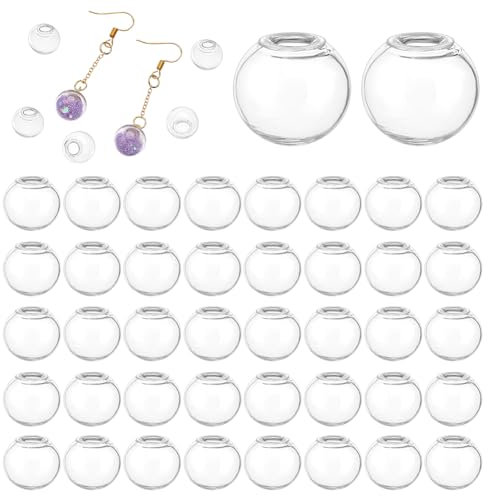 PH PandaHall 200pcs mini Globes en Verre, 12mm Bouteilles de Boules en Verre Boules D'Orbes Boules de Souhaits Breloques en Verre Planète UV Boule Artisanale en Cristal pour Résine UV,Dés,Pendentifs