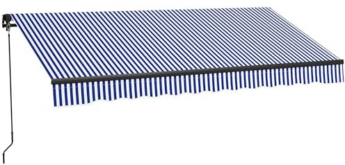 Outsunny Gelenkarmmarkise Markise mit Handkurbel, 300 x 250 cm, UV30+ Sonnenmarkise Terrassenmarkise Winkel 45-85°, Balkonmarkisen mit Wasserdicht Beschichtung, Wandmontage, Blau+Weiß