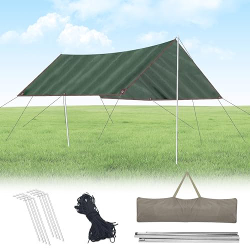 Lona de Camping, Lona 3x3M, Tienda portátil Ultraligera, Lona Impermeable Lluvia, protección Solar Lluvia Nieve, para Camping, hamacas, picnics, Actividades al Aire Libre