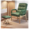 WIGSELBL Sessel, Akzentstuhl, fauler Stuhl mit Fußhocker, Ledersofa mit verstellbarer Rückenlehne, ergonomischer Loungesessel mit hoher Rückenlehne, Einzelliege (Farbe: Grün, Größe: mit Ottomane)