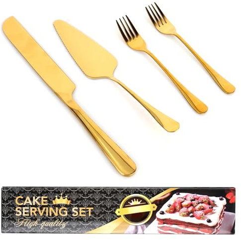 Cuchillo y Servidor de Pastel de Boda, 4 Piezas Cuchillo para Pastel de Boda, Juego de Corte de Pastel de Acero Inoxidable para Boda, Servidor para Pastel de Boda para Boda, Fiesta, Cumpleaños