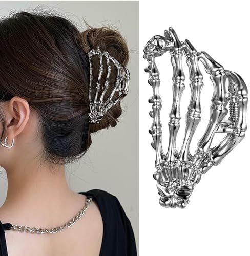 Mabor Goth Haarklammer Damen,Coole Gothic Hair Accessories Skeletthand Claw Clip Skeleton Haarspange Damen Hair Clip für Dickes Haar Y2k Accessories Punk Gothic Haarnadel Cosplay Haarschmuck