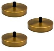 3 Pack Yellow Brass Ceiling Rose 100mm Metal Round Ceiling Canopy Side Entry Cord Grip Cover Plate for Pendant Light Fittings Modern Pendant Ceiling Lights Lamp Holder Base Home Lighting Accessory