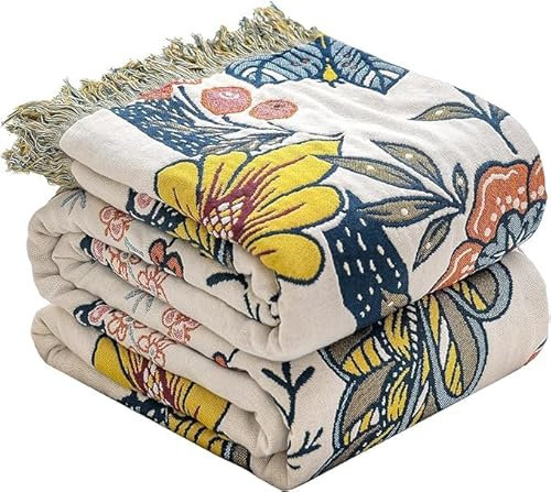 HOORDRY Boho Tagesdecke - 100% Baumwolle, Doppelseitig, Wendedecke Bettüberwurf für Bett, Sofa & Sessel - 200x230cm