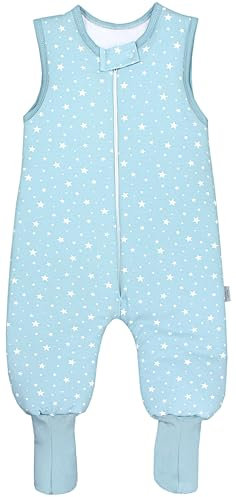 TupTam Baby Winter Schlafsack mit Beinen und Füßen OEKO- TEX zertifizierte Materialien, 2.5 TOG, Unisex, Farbe: Sterne Mintgrün, Größe: 80-86