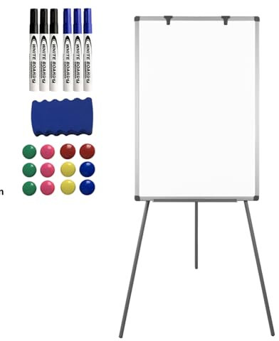 ROSEJANE Whiteboards Höhenverstellbar Flipchart Ständer, Magnetische Whiteboard Trocken Abwischbar White Board, mit Abnehmbares Aluminiumtablett