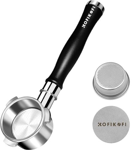 KOFIKOFI Porte-filtre sans fond de 54 mm avec 3 oreilles, tamis à emmaillotage et panier filtrant en acier inoxydable, compatible avec Breville Barista série BES870/878/880 et autres machines à