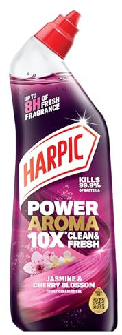 Harpic Power Aroma 10X Toilet Cleaning Gel, Jasmine & Cherry Blossom Fragrance, 12 x 750ml