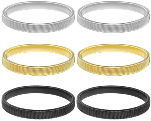 Ymapinc 6 Pieces Sleeve Holders for Women, Sleeve Garters for Men, Shirt Stays Shirt Holders for Men, Anti-Slip Stretchy Metal Armbands Fixing Long Sleeves, Black Gold Silver