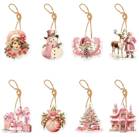 Samuliy Baumschmuck Rosa Weihnachtsbaumschmuck | Weihnachtsanhänger Baumschmuck - Niedliche Vintage Feiertagsdekorationen Weihnachtsbedarf für Weihnachten