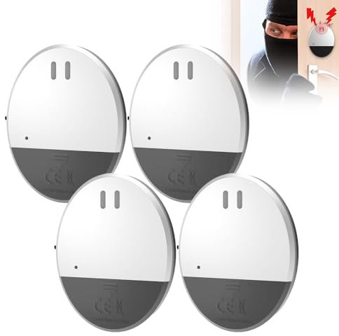 Glasbruchmelder, HOVCEH 4 x Glasbruchsensor mit Lautem 130dB Alarm, Ultra-Dünner Fensteralarm Einbruchschutz mit Erschütterungssensor,Alarmanlage Fenster für Haus, Büro, Garage, Schlafsaal