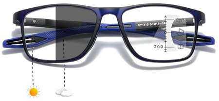 Progressive Multifocus Reading Glasses Blue Light Blocking Multifocal Computer Readers(Black/Blue,1.0 x)