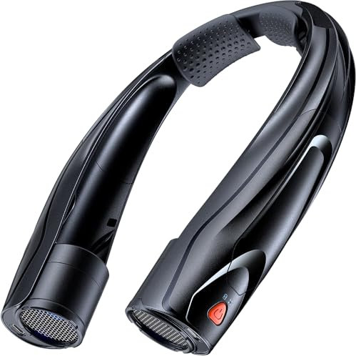 Smilfree Nackenventilator Ventilator Hals Tragbare Persönlicher: 6000 mAh Halsventilatoren Aufladbar Nacken Ventilator Halsventilator leise für Camping, Reisen, Büro (Schwarz)